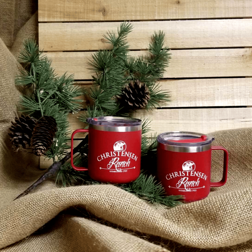 red insulated coffee mugs with handle