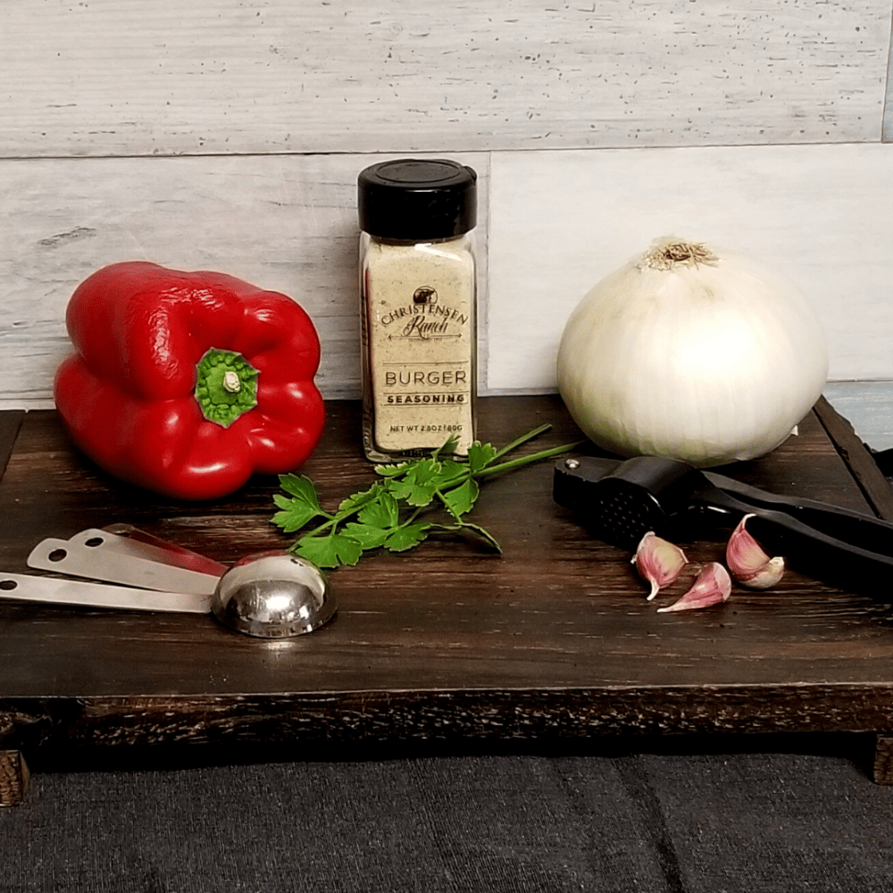 Christensen Ranch Burger Seasoning with Fresh Ingredients