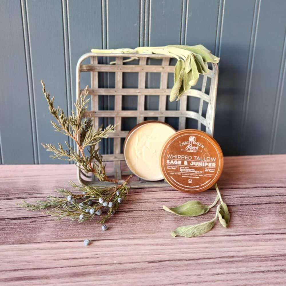 Tin of Christensen Ranch Sage and Juniper Whipped Tallow Balm